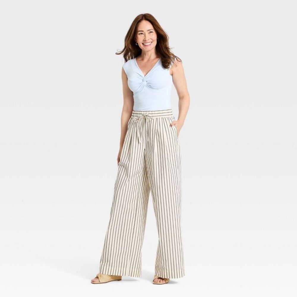 Women's Pull-On Twill Pants - A New Day Cream XL - Picture 3 of 4